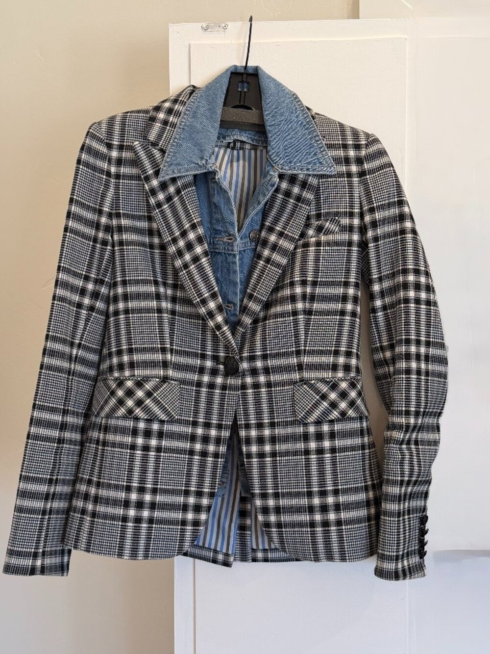 Blazer Veronica Beard Plaid Blazer (sz 2) & Denim Dickey